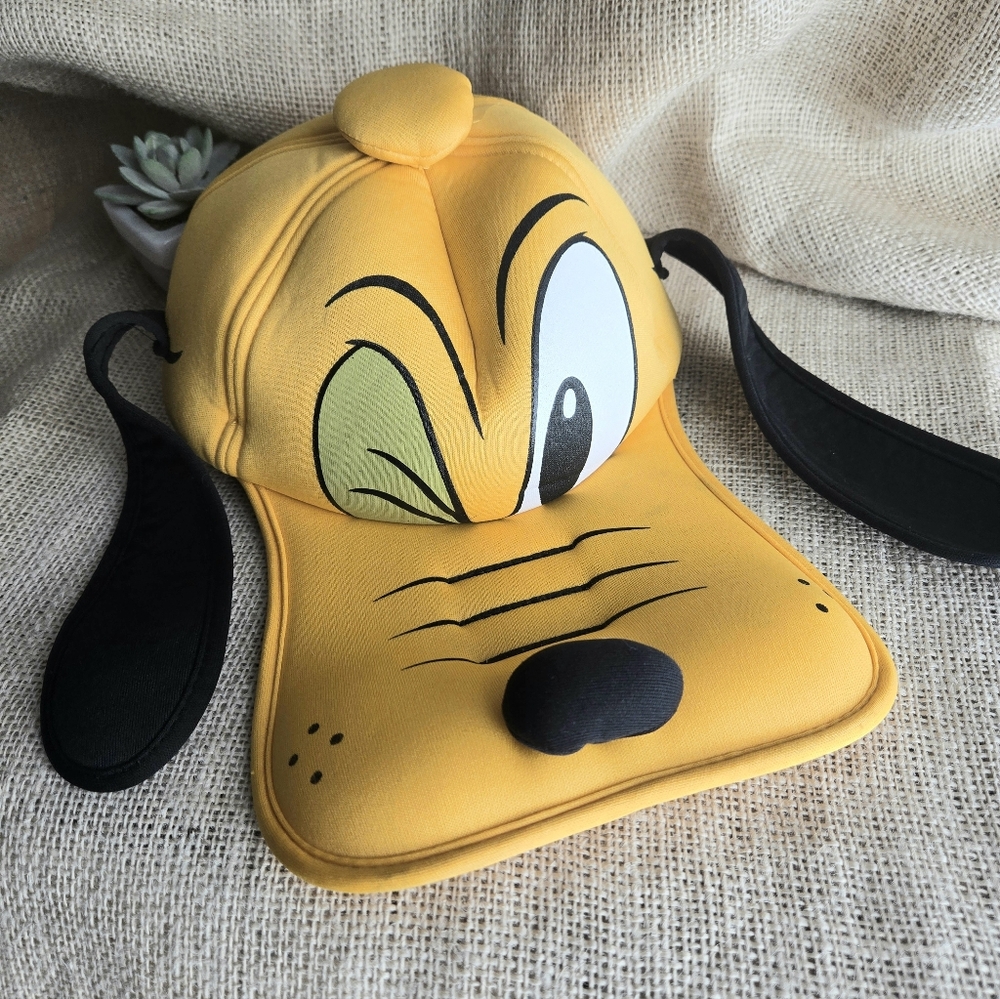 Disney Pluto Hat 3D Foam W/ Long Floppy Ears, Yellow. Great For Halloween